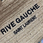 Saint Laurent Rive Gauche Supple Tote Bag In Raffia Crochet Apricot